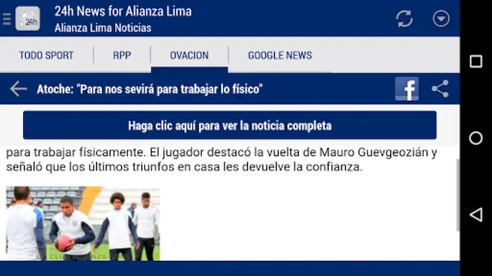 Alianza Lima Noticias 24h android App screenshot 0